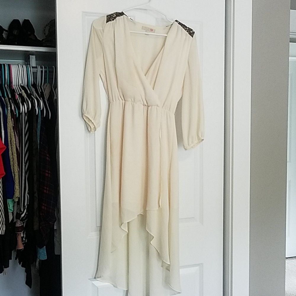 Cream high low  dress